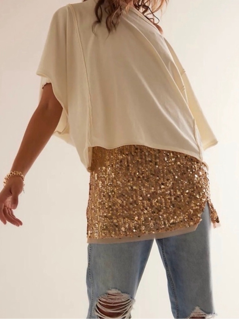 Free People Intimately Midnight Kiss Sequin Slip Mini Dress Gold XS NEW no tags